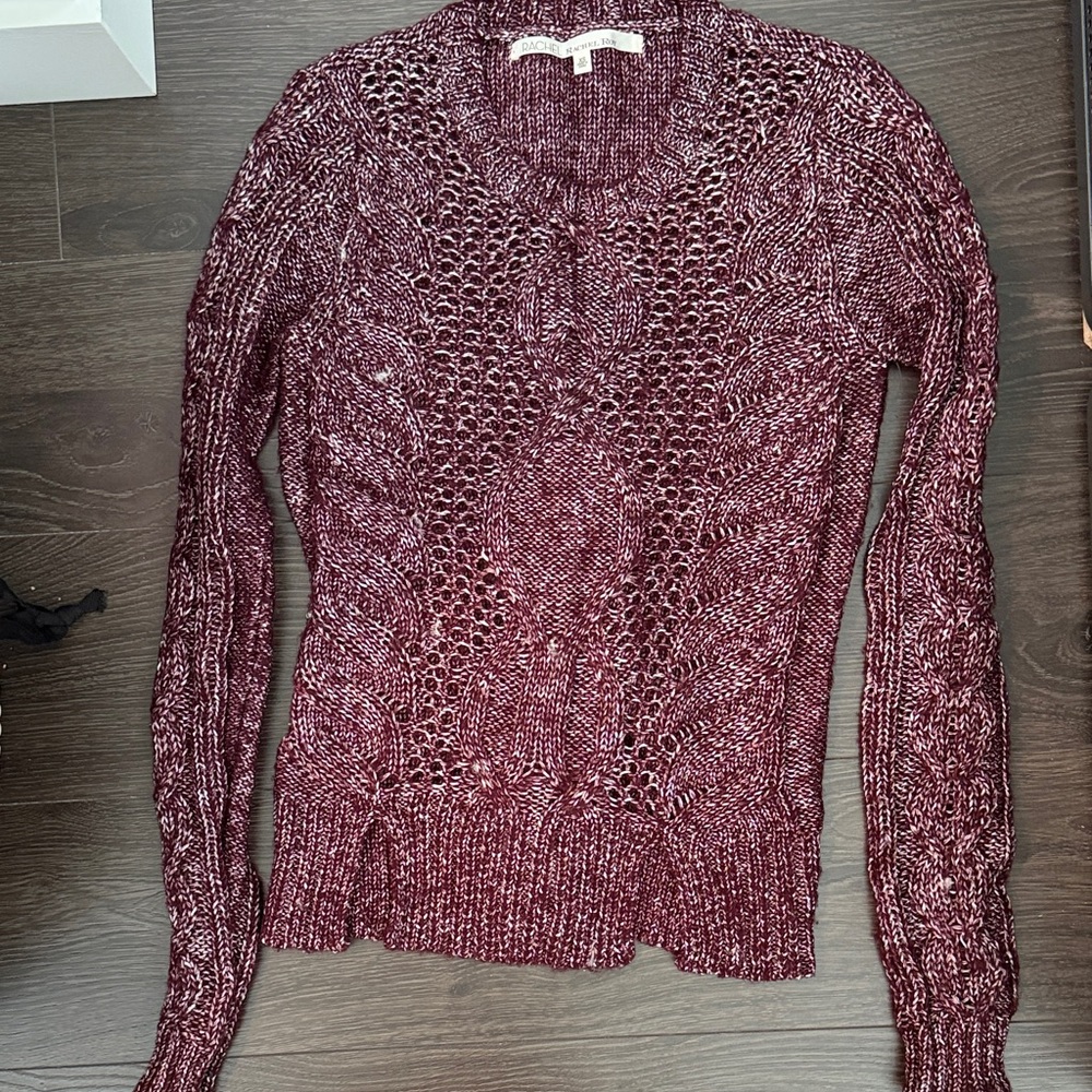 RACHEL Rachel Roy Red Crew Neck Sweater Cozy Knit